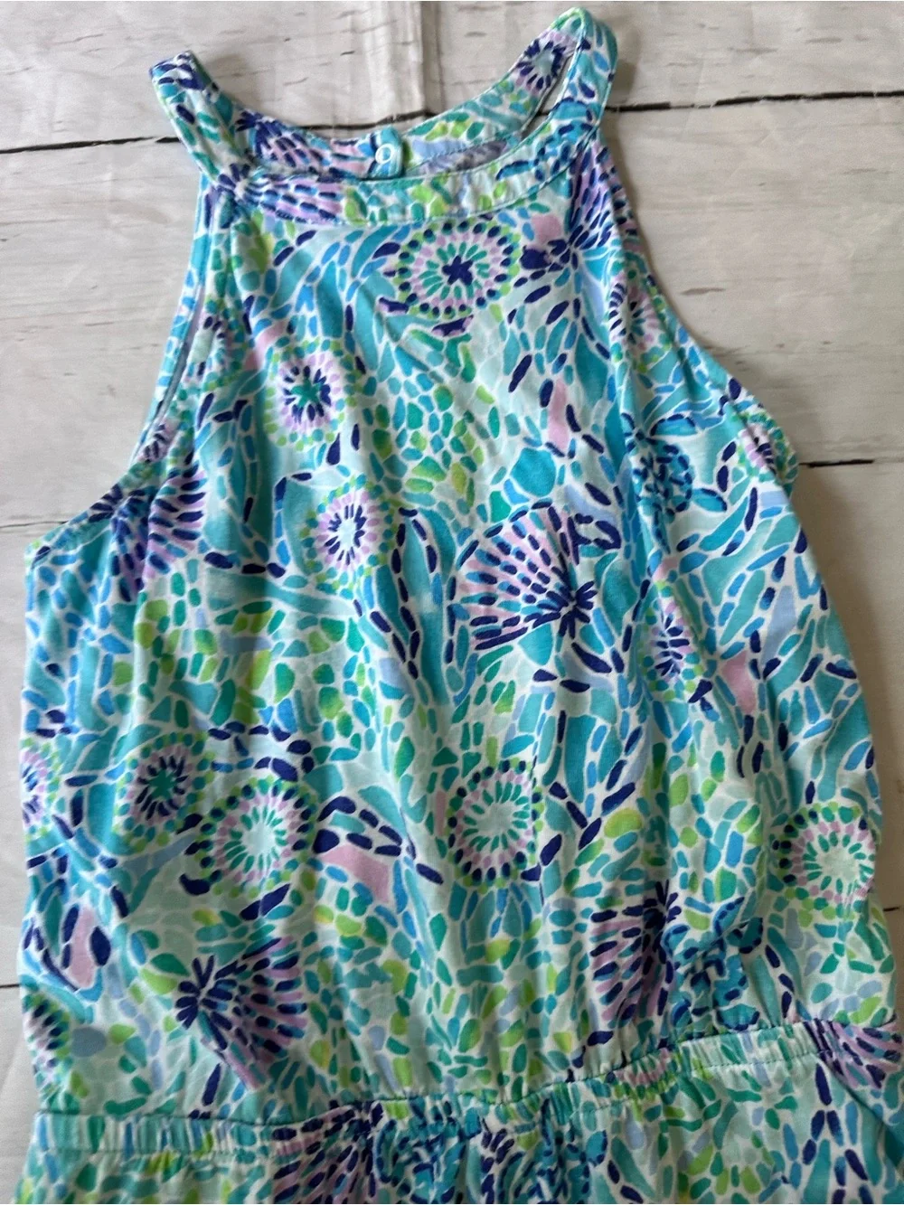 Lilly Pulitzer Girls Brienne Romper 8-10 blue green lilac